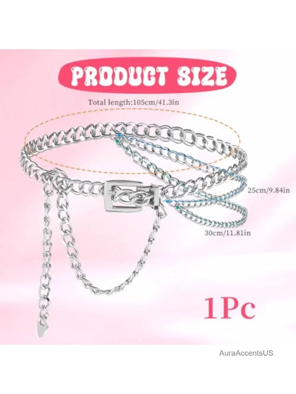 Multilayer Adjustable Metal Waist Chain Belt for Women Dresses Jeans